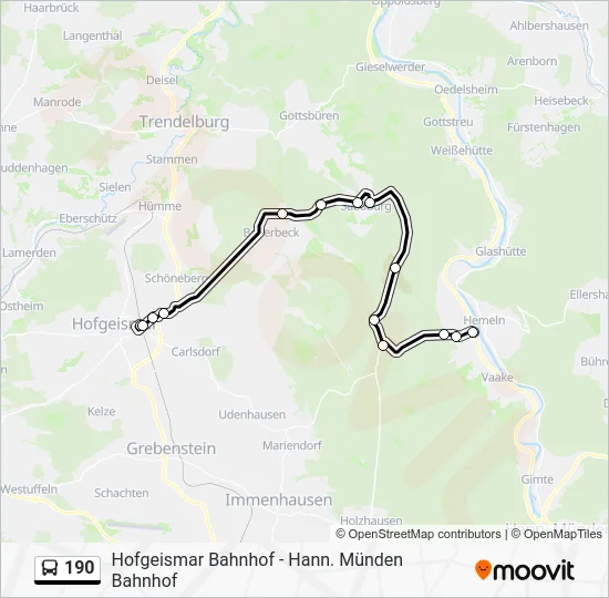 Автобус 190: карта маршрута