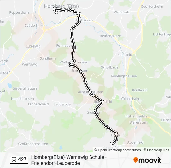 Автобус 427: карта маршрута