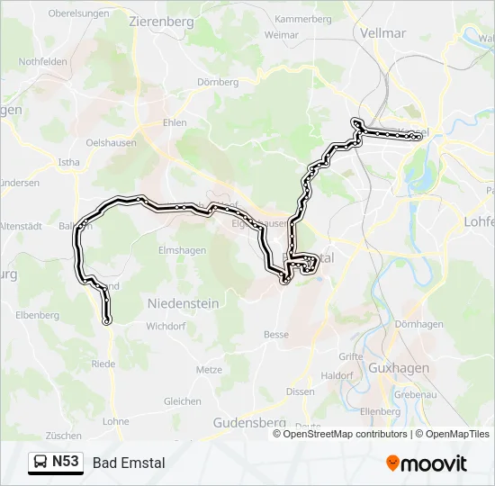 N53 Bus Line Map