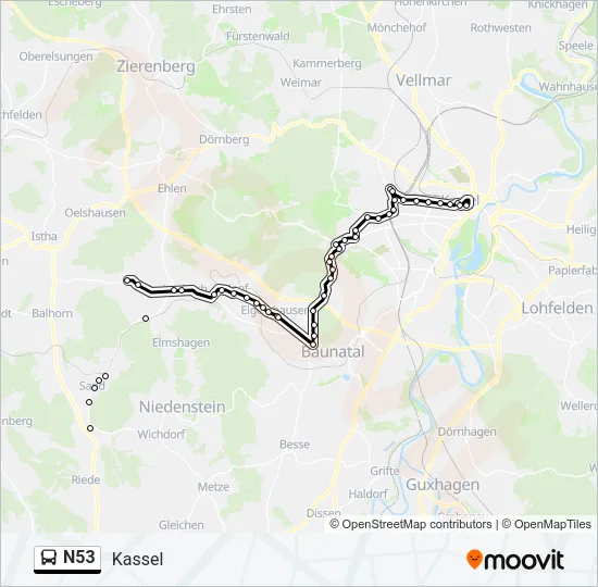 N53 Bus Line Map