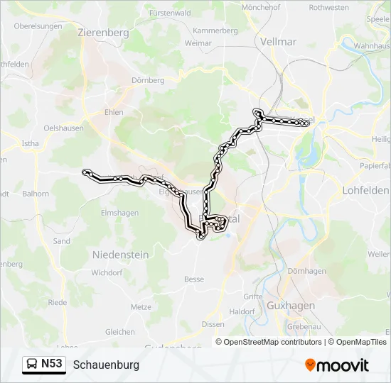 N53 Bus Line Map
