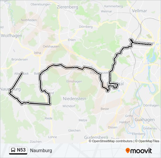 Автобус N53: карта маршрута