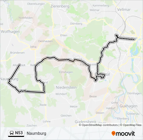 N53 Bus Line Map