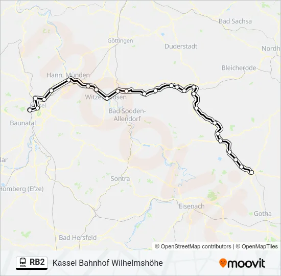 RB2 Train Line Map