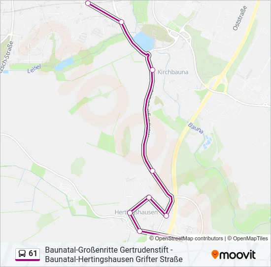 61 Bus Line Map