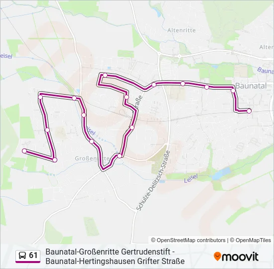 61 Bus Line Map