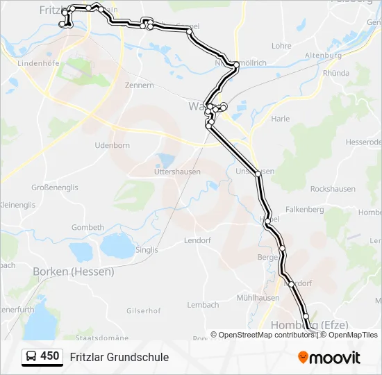 Автобус 450: карта маршрута