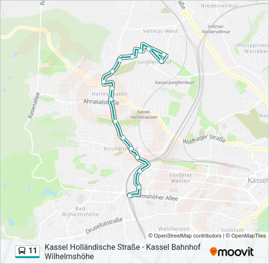 Автобус 11: карта маршрута
