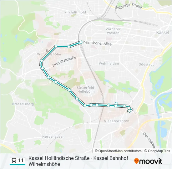 Автобус 11: карта маршрута