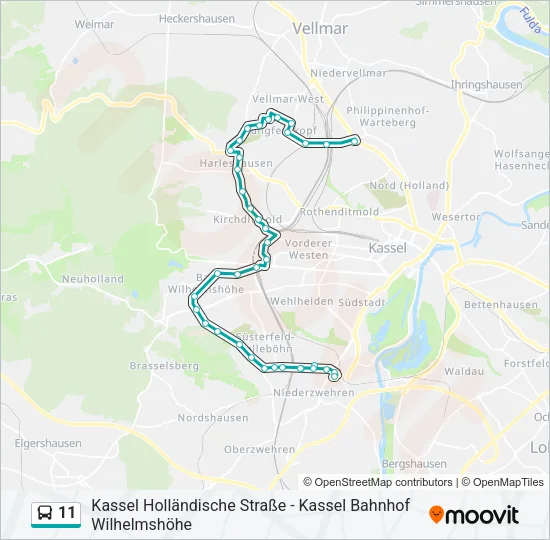 Автобус 11: карта маршрута