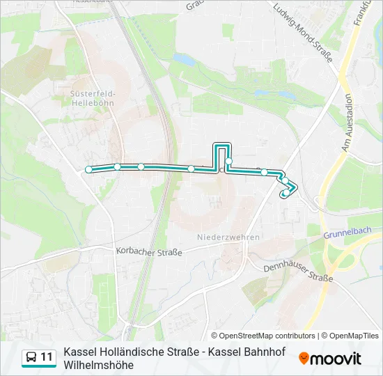 Автобус 11: карта маршрута