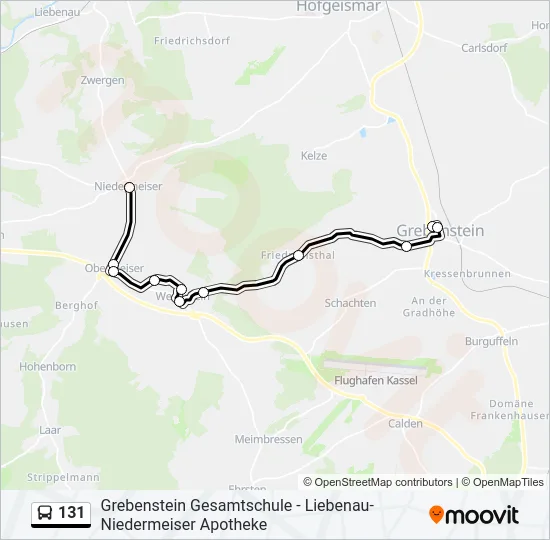 Buslinie 131 Karte