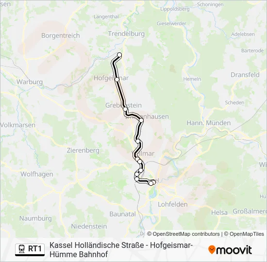 Поезд RT1: карта маршрута