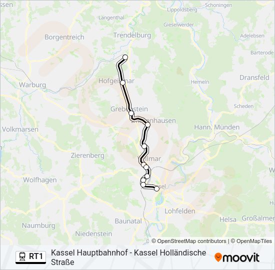 RT1 Train Line Map