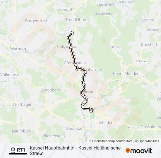 RT1 Train Line Map