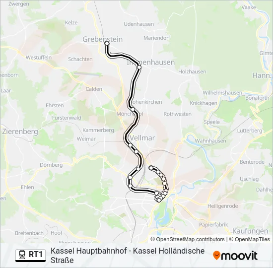 Bahnlinie RT1 Karte