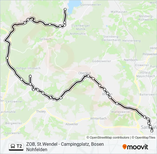 T2 Bus Line Map