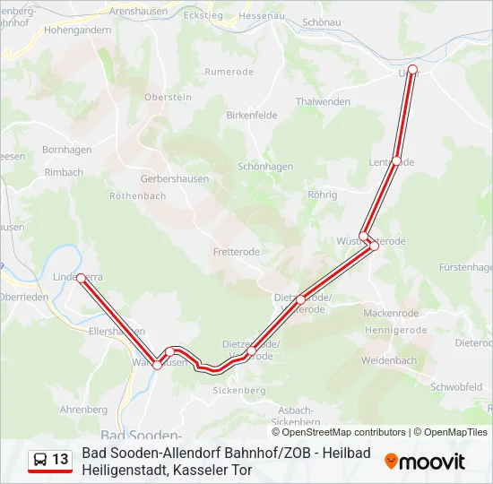 13 Bus Line Map