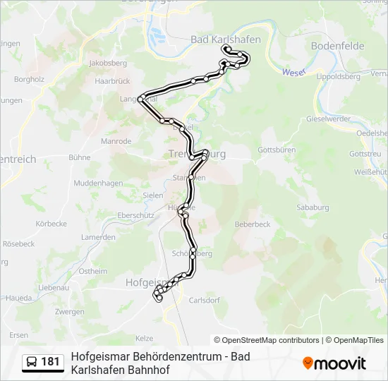 Автобус 181: карта маршрута