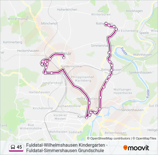 45 Bus Line Map