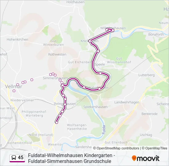 45 Bus Line Map