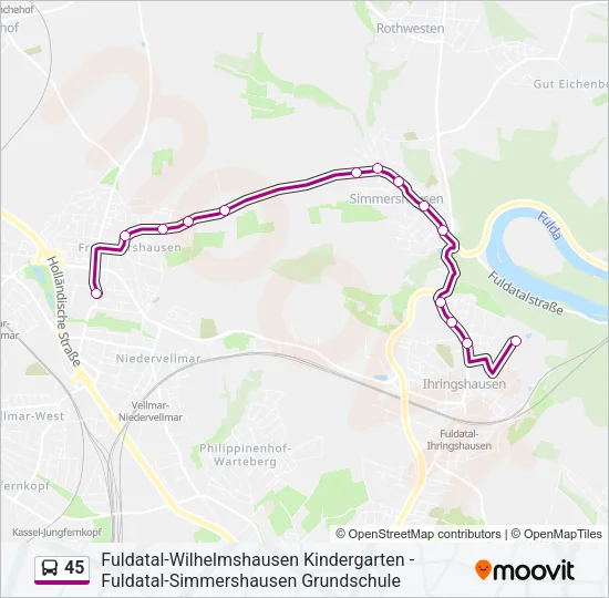 45 Bus Line Map