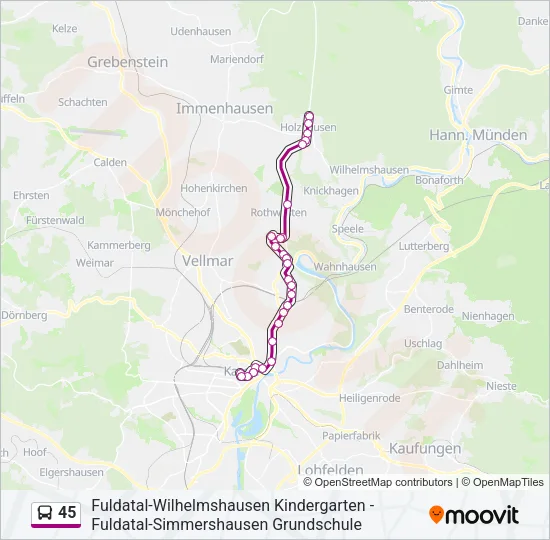 45 Bus Line Map