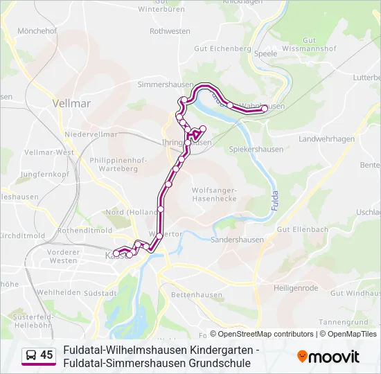45 Bus Line Map