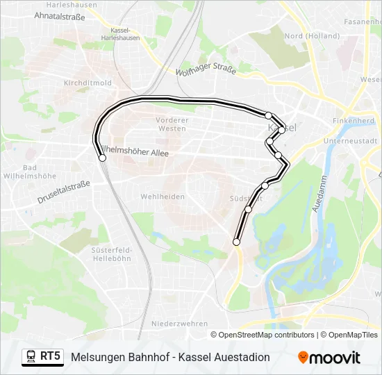 Поезд RT5: карта маршрута