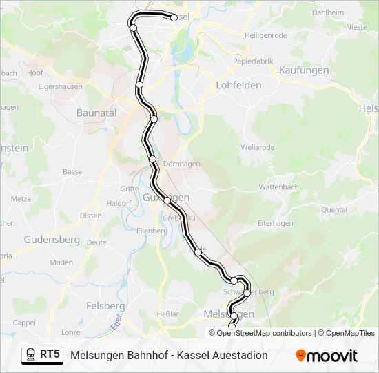 Поезд RT5: карта маршрута