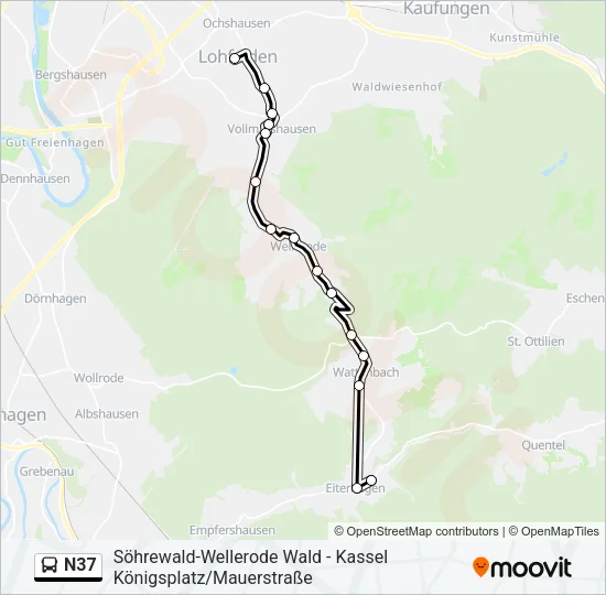 N37 Bus Line Map