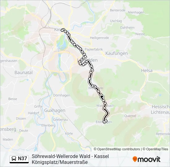 N37 Bus Line Map