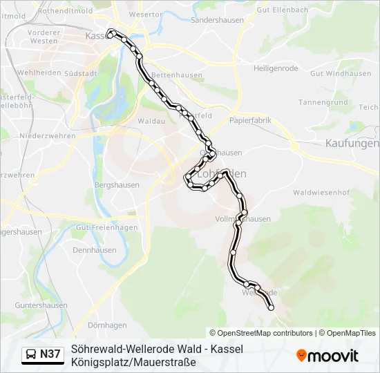 N37 Bus Line Map