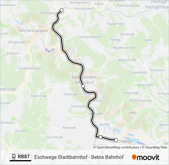 Поезд RB87: карта маршрута