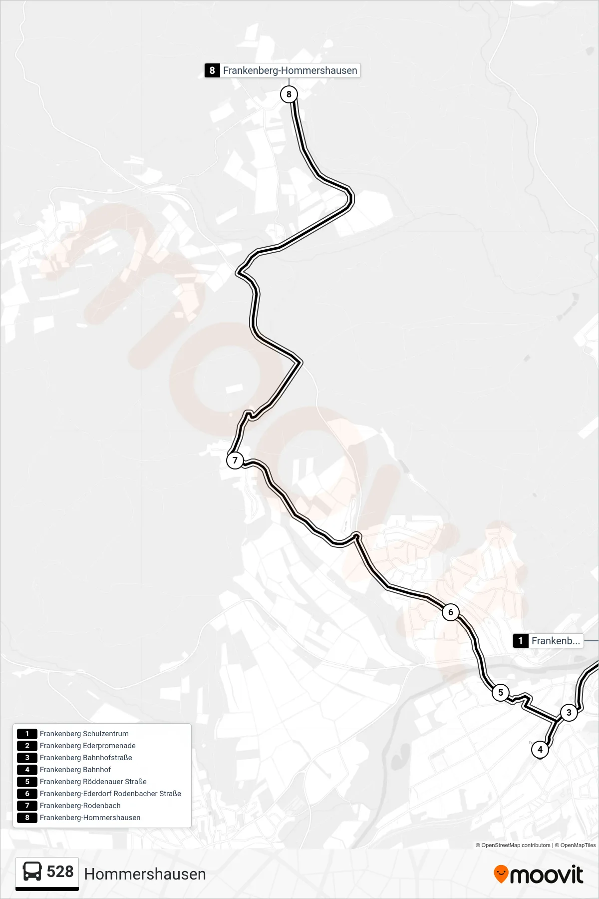 528 bus Line (Hommershausen) route and stops on a map