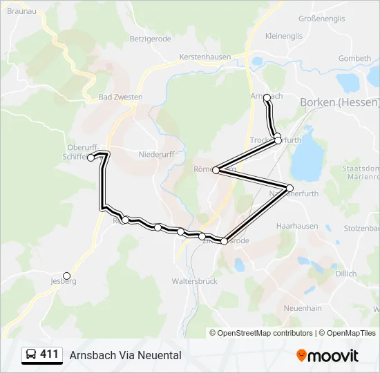 411 Bus Line Map