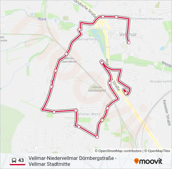43 Bus Line Map