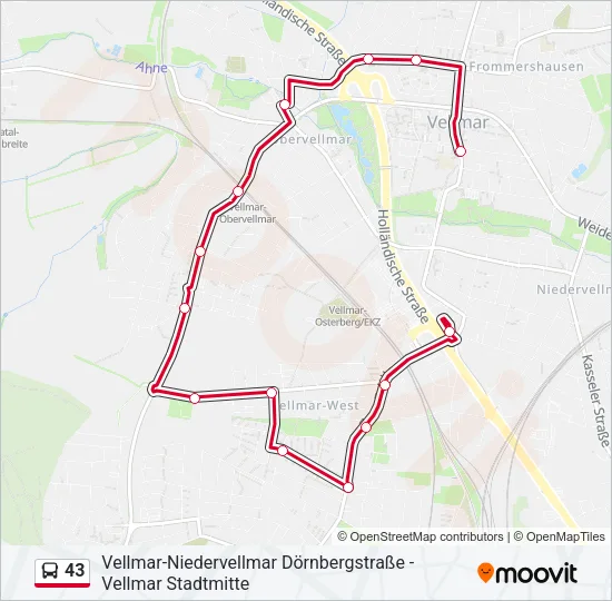 43 Bus Line Map