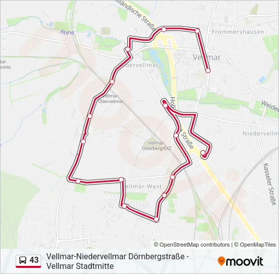43 Bus Line Map