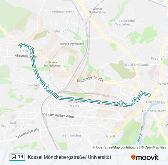 Автобус 14: карта маршрута