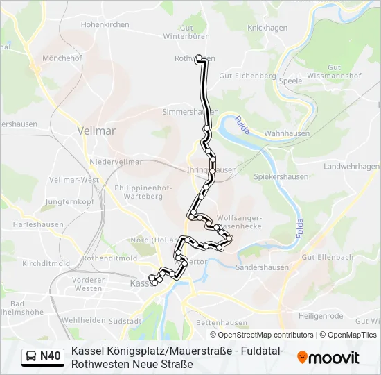 N40 Bus Line Map