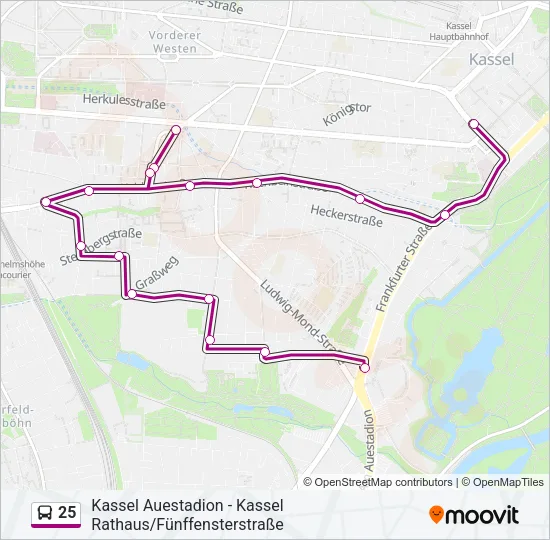 Автобус 25: карта маршрута
