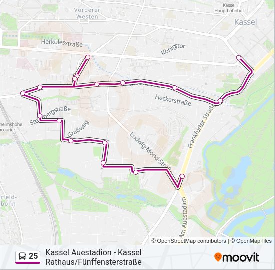 Автобус 25: карта маршрута
