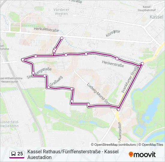 Buslinie 25 Karte