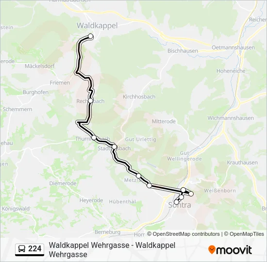 Автобус 224: карта маршрута