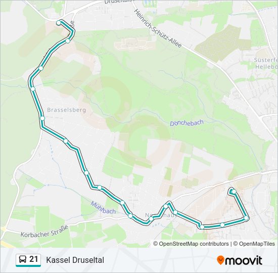Автобус 21: карта маршрута
