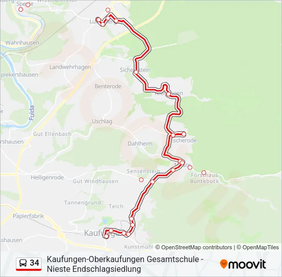 34 Bus Line Map