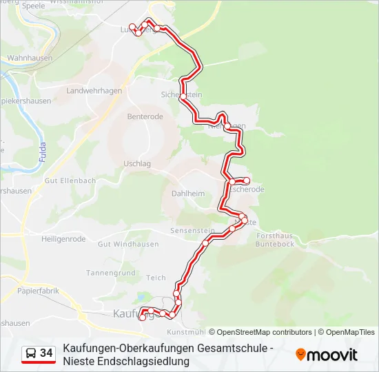 34 Bus Line Map