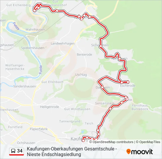 34 Bus Line Map