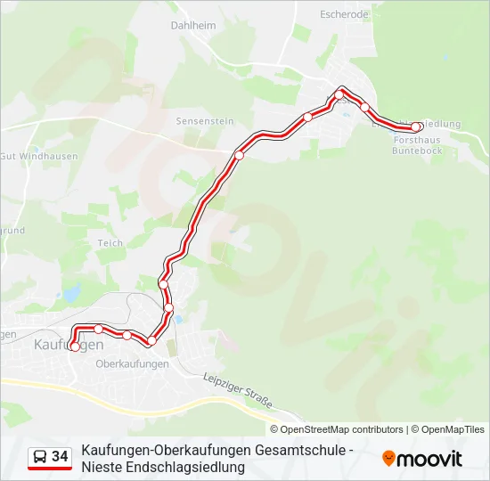 34 Bus Line Map